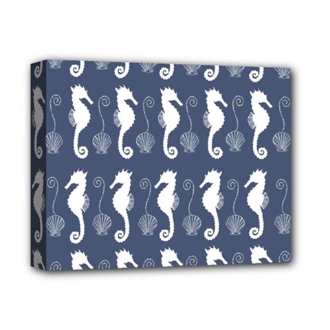 Seahorse And Shell Pattern Deluxe Canvas 14  X 11  by Simbadda