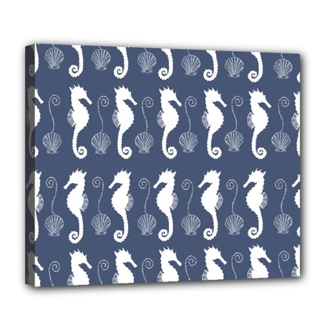 Seahorse And Shell Pattern Deluxe Canvas 24  X 20   by Simbadda