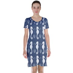 Seahorse And Shell Pattern Short Sleeve Nightdress