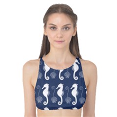 Seahorse And Shell Pattern Tank Bikini Top