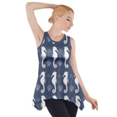 Seahorse And Shell Pattern Side Drop Tank Tunic