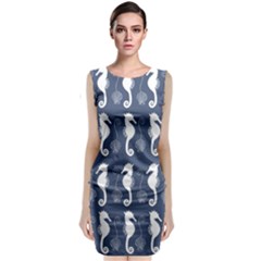 Seahorse And Shell Pattern Classic Sleeveless Midi Dress by Simbadda