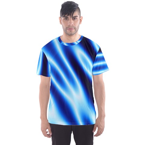 Grunge Blue White Pattern Background Men s Sport Mesh Tee by Simbadda