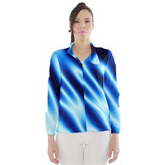 Grunge Blue White Pattern Background Wind Breaker (women)