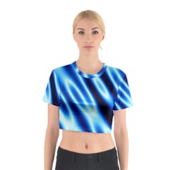 Grunge Blue White Pattern Background Cotton Crop Top