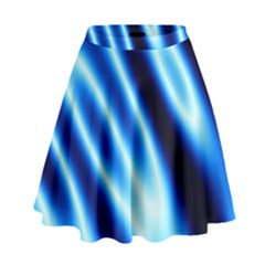 Grunge Blue White Pattern Background High Waist Skirt