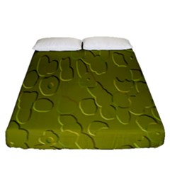 Olive Bubble Wallpaper Background Fitted Sheet (queen Size)