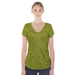 Olive Bubble Wallpaper Background Short Sleeve Front Detail Top