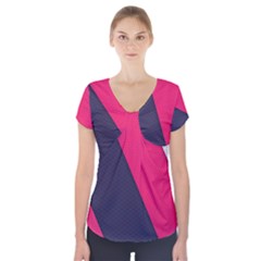 Pink Pattern Short Sleeve Front Detail Top