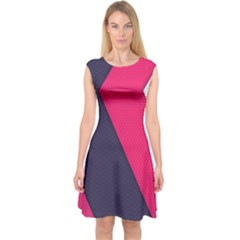 Pink Pattern Capsleeve Midi Dress