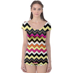 Colorful Chevron Pattern Stripes Pattern Boyleg Leotard 