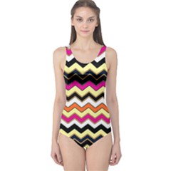 Colorful Chevron Pattern Stripes Pattern One Piece Swimsuit