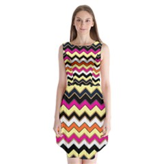 Colorful Chevron Pattern Stripes Pattern Sleeveless Chiffon Dress  