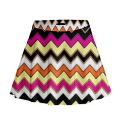 Colorful Chevron Pattern Stripes Pattern Mini Flare Skirt