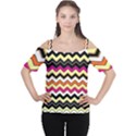 Colorful Chevron Pattern Stripes Pattern Women s Cutout Shoulder Tee View1