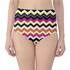 Colorful Chevron Pattern Stripes Pattern High-waist Bikini Bottoms by Simbadda