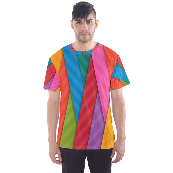 Colorful Lines Pattern Men s Sport Mesh Tee