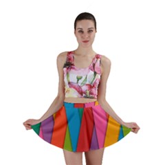 Colorful Lines Pattern Mini Skirt