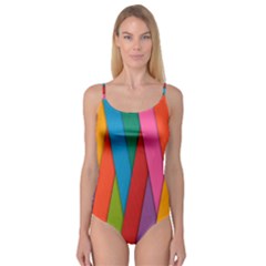 Colorful Lines Pattern Camisole Leotard 