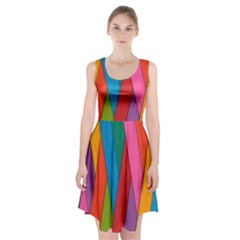 Colorful Lines Pattern Racerback Midi Dress