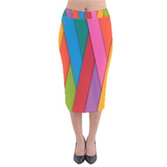 Colorful Lines Pattern Velvet Midi Pencil Skirt