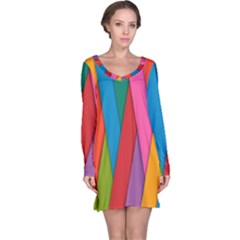 Colorful Lines Pattern Long Sleeve Nightdress