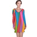 Colorful Lines Pattern Long Sleeve Nightdress View1