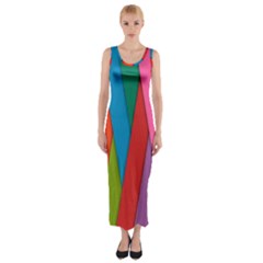 Colorful Lines Pattern Fitted Maxi Dress