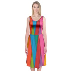 Colorful Lines Pattern Midi Sleeveless Dress by Simbadda