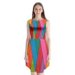 Colorful Lines Pattern Sleeveless Chiffon Dress  