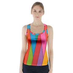 Colorful Lines Pattern Racer Back Sports Top