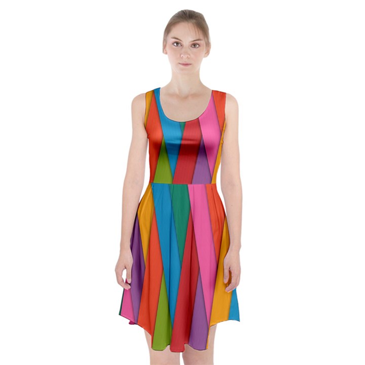 Colorful Lines Pattern Racerback Midi Dress