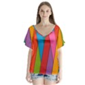 Colorful Lines Pattern Flutter Sleeve Top View1