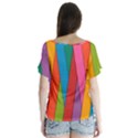 Colorful Lines Pattern Flutter Sleeve Top View2