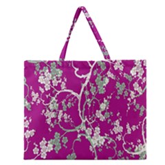 Floral Pattern Background Zipper Large Tote Bag by Simbadda