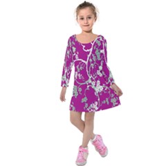 Floral Pattern Background Kids  Long Sleeve Velvet Dress