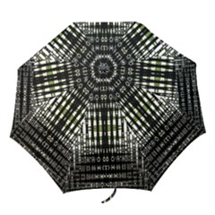 Interwoven Grid Pattern In Green Folding Umbrellas by Simbadda