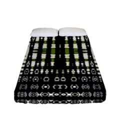 Interwoven Grid Pattern In Green Fitted Sheet (full/ Double Size)