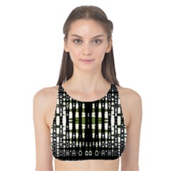 Interwoven Grid Pattern In Green Tank Bikini Top