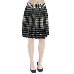 Interwoven Grid Pattern In Green Pleated Skirt