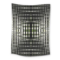 Interwoven Grid Pattern In Green Medium Tapestry