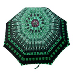 Green Triangle Patterns Folding Umbrellas by Simbadda