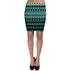 Green Triangle Patterns Bodycon Skirt by Simbadda