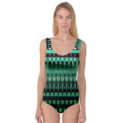 Green Triangle Patterns Princess Tank Leotard  by Simbadda