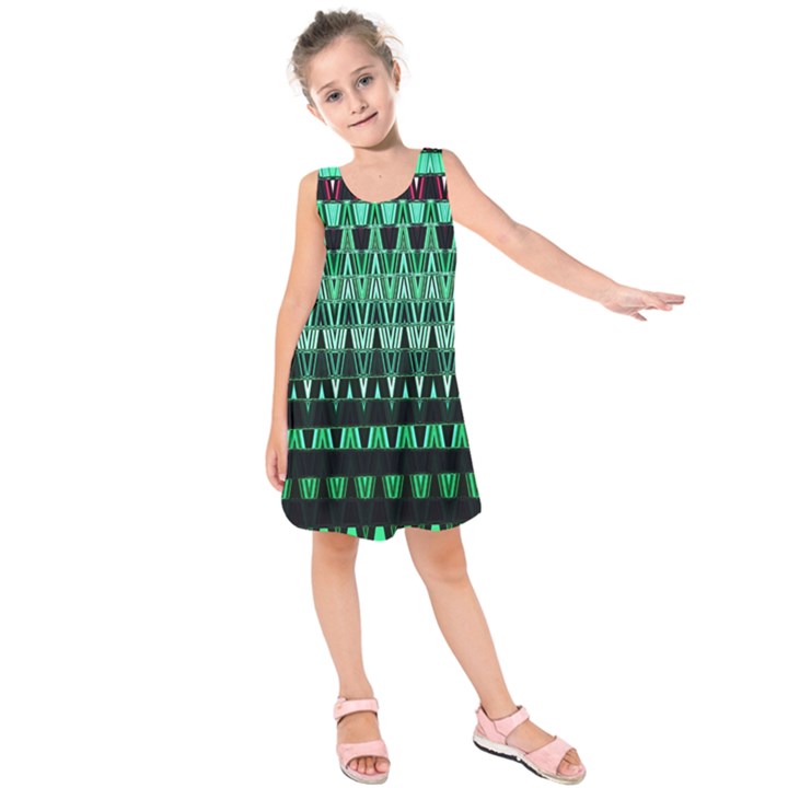 Green Triangle Patterns Kids  Sleeveless Dress