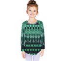 Green Triangle Patterns Kids  Long Sleeve Tee View1