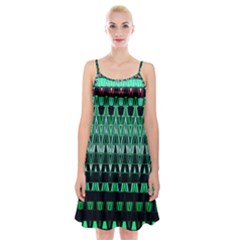 Green Triangle Patterns Spaghetti Strap Velvet Dress