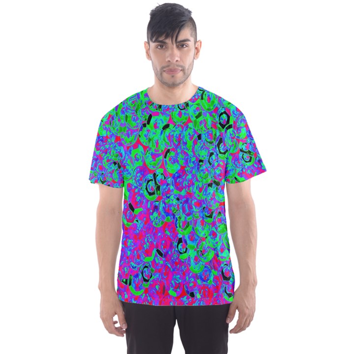 Green Purple Pink Background Men s Sport Mesh Tee