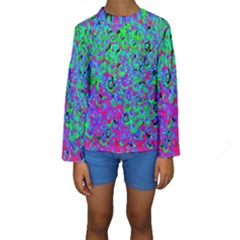 Green Purple Pink Background Kids  Long Sleeve Swimwear