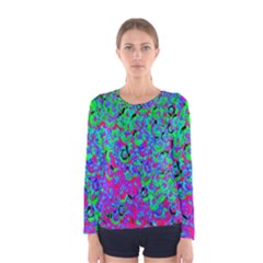 Green Purple Pink Background Women s Long Sleeve Tee